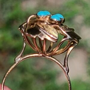 18kt gold turquoise victorian ring